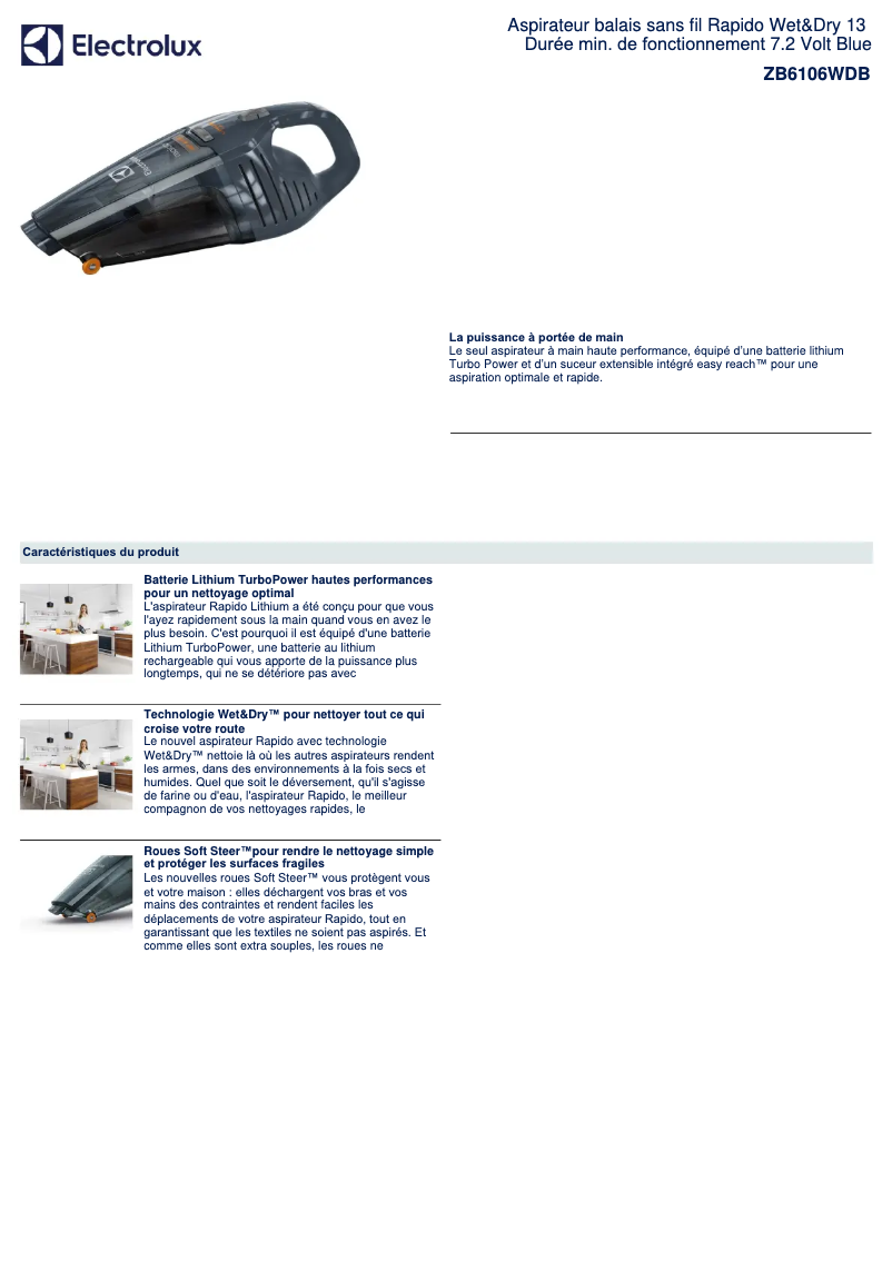 Image de la première page du manuel de l'appareil Rapido ZB6106