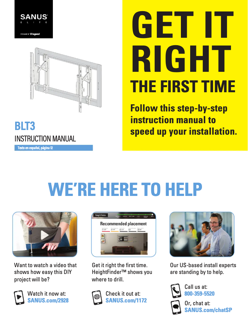 Page 1 de la notice Instructions / montage Sanus BLT3