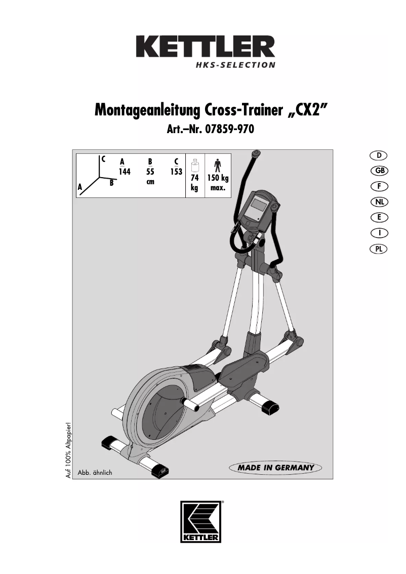 Page 1 de la notice Manuel utilisateur Kettler CX2