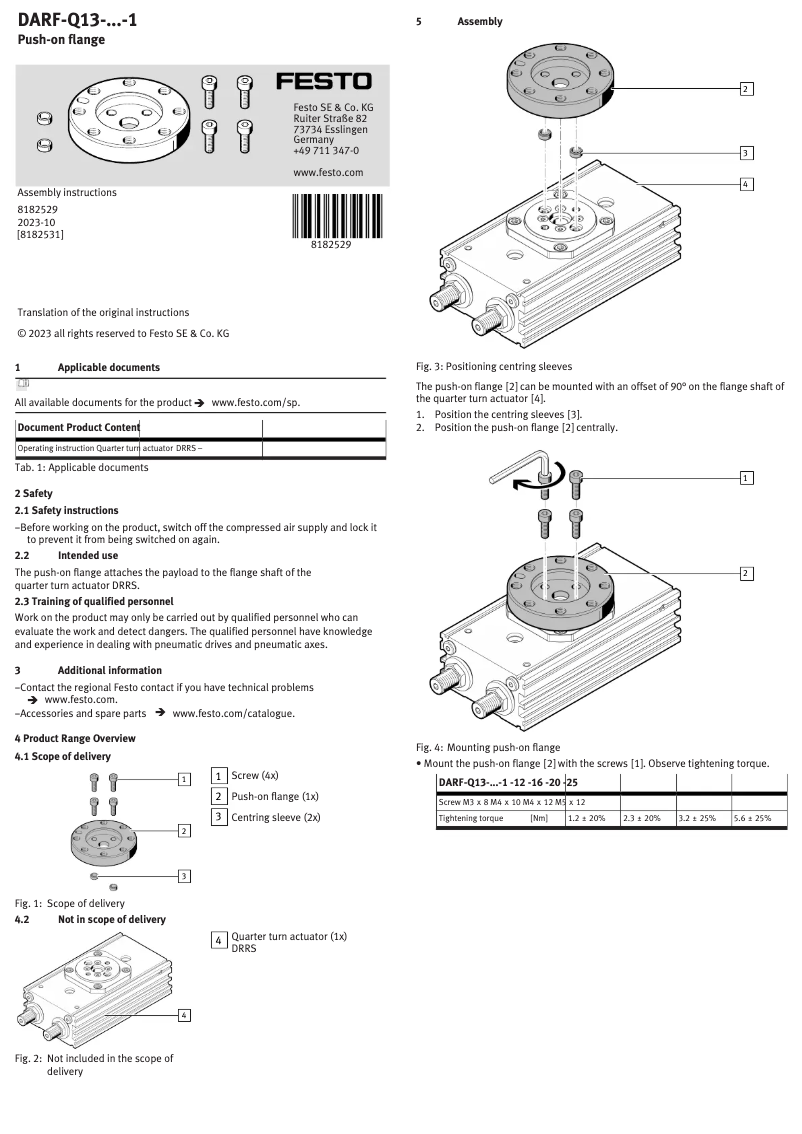 Page 1 de la notice Manuel utilisateur Festo DARF-Q13-16-1