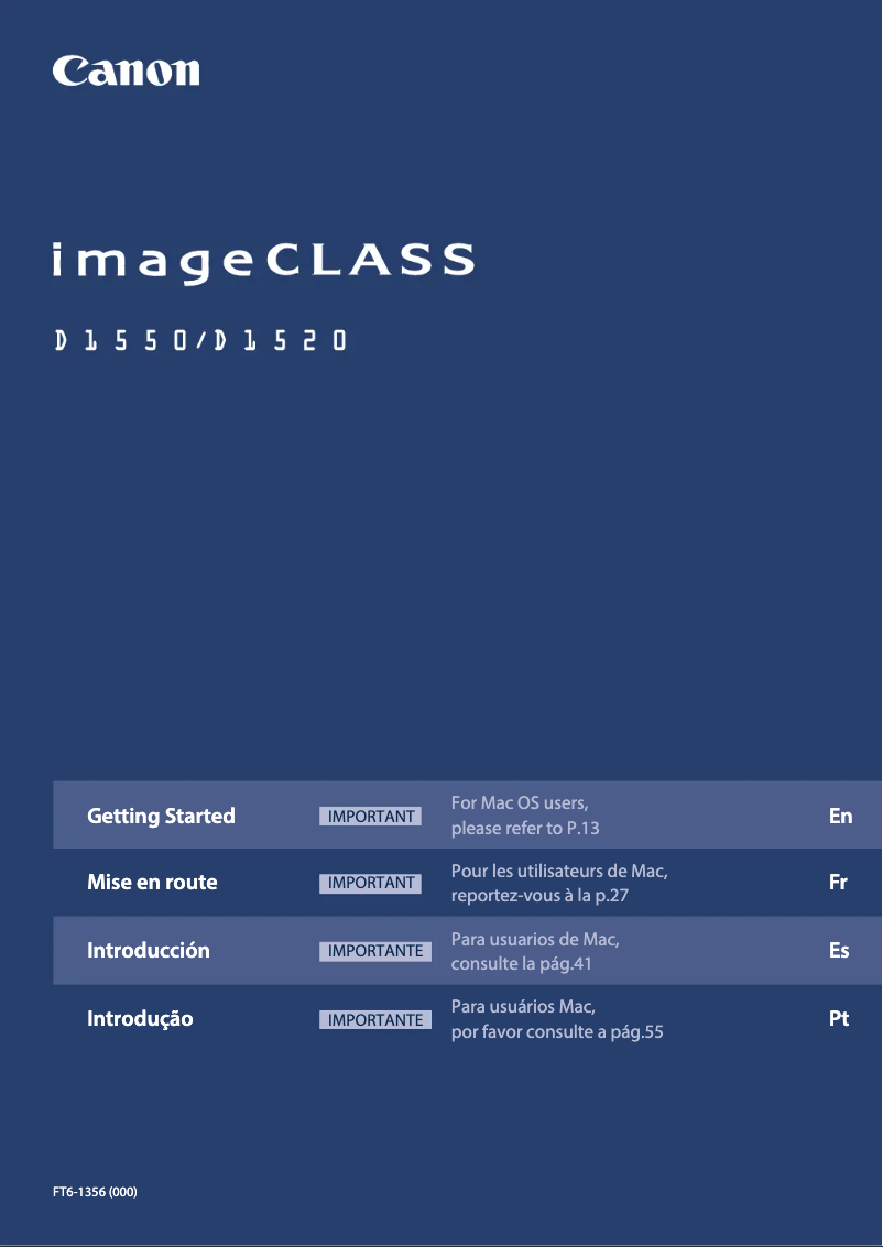 Page n°1 - Manuel utilisateur Canon imageCLASS D1520