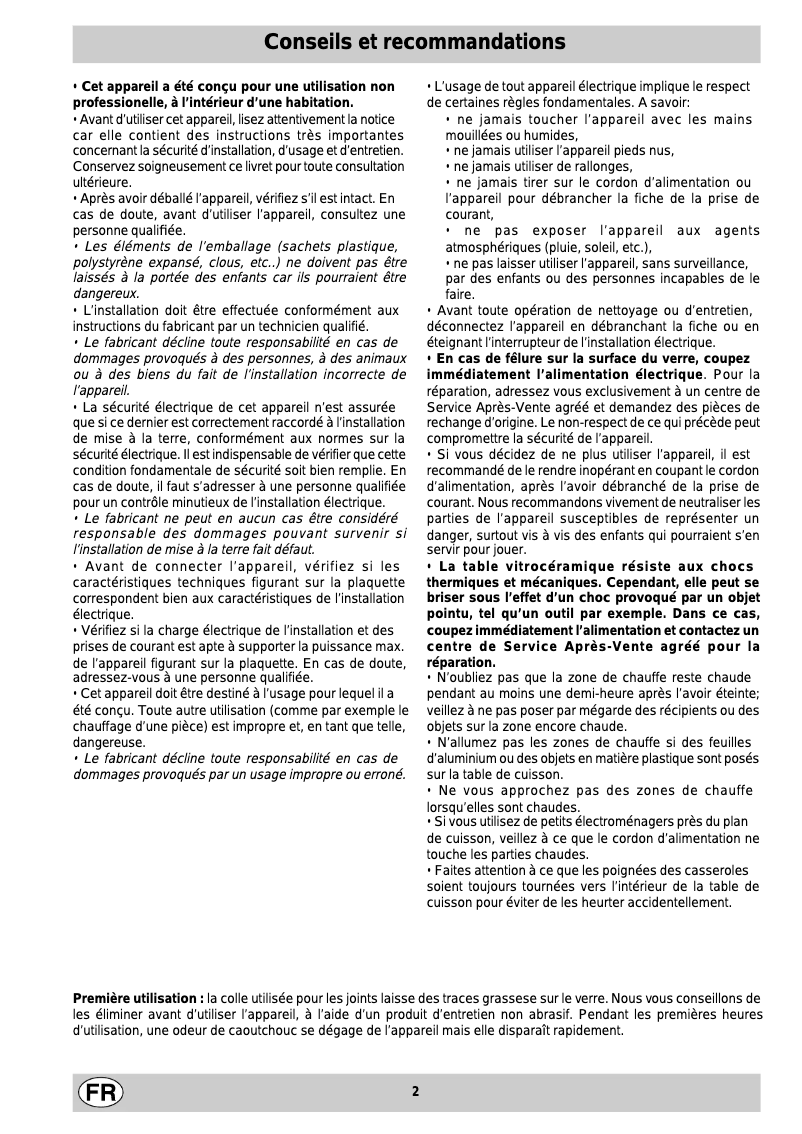 Page 1 de la notice Manuel utilisateur Ariston Thermo KBT 8134 DO GE