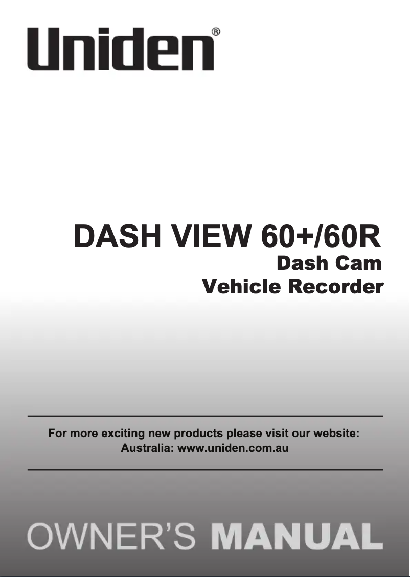 Image de la première page du manuel de l'appareil Dash View 60R