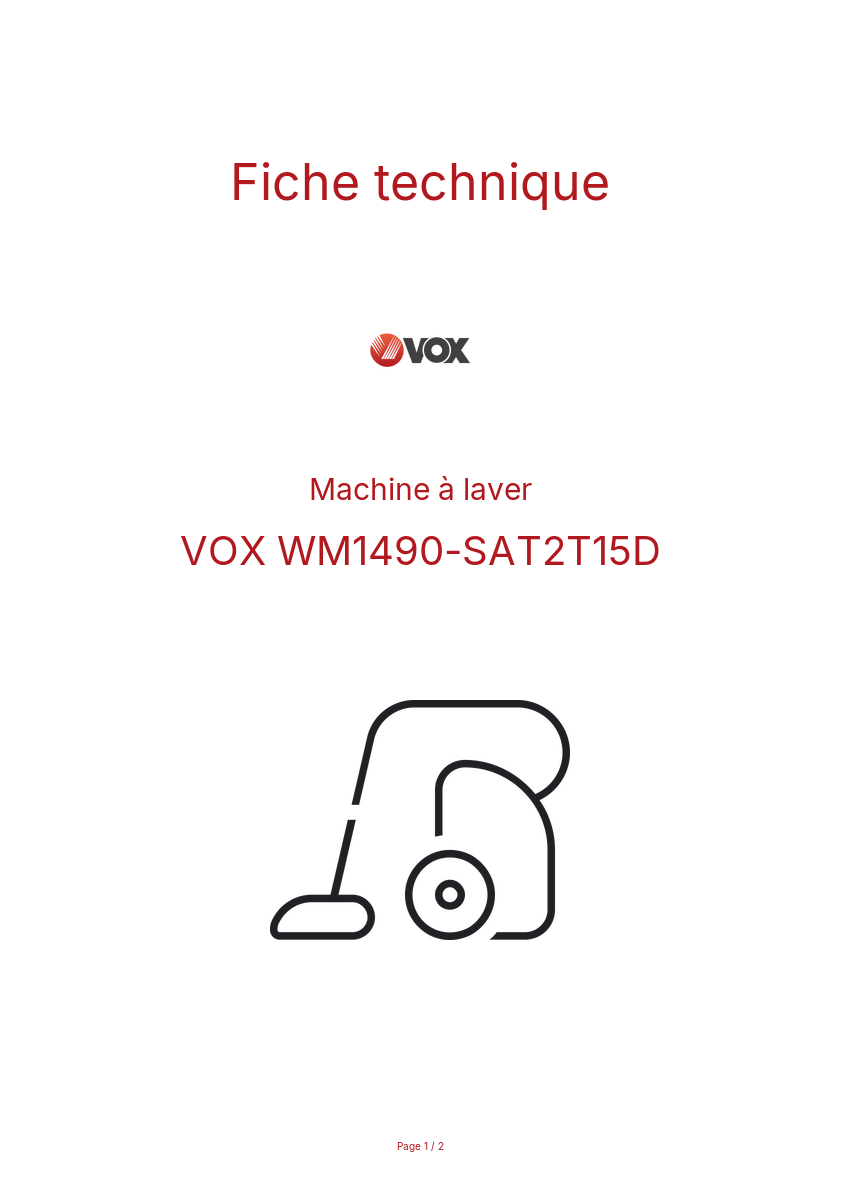 Page n°1 - Fiche technique VOX WM1490-SAT2T15D