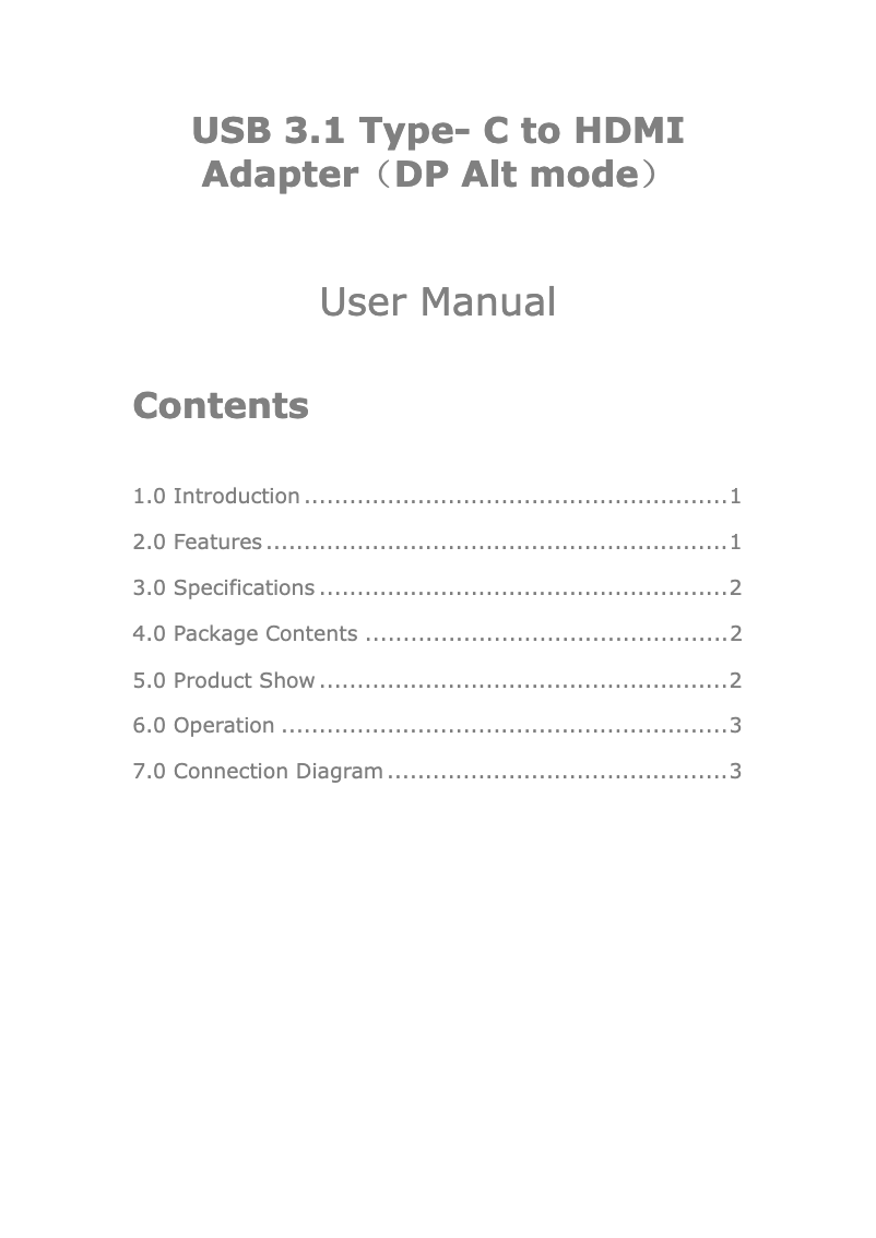 Image de la première page du manuel de l'appareil IADAP USB31-HDMI