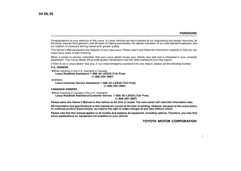 Página 1 del manual Manual de usuario Lexus IS 300 (2005)