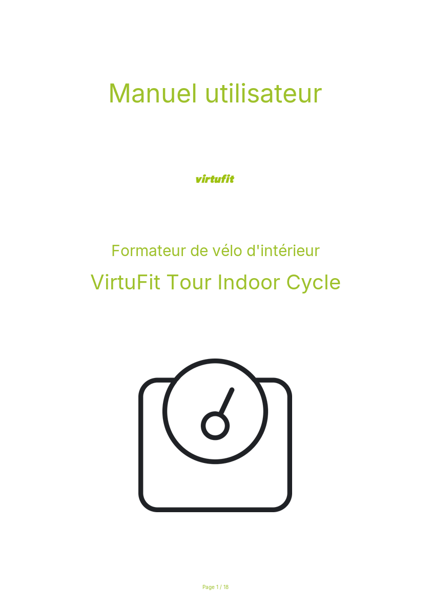Page n°1 - Manuel utilisateur VirtuFit Tour Indoor Cycle