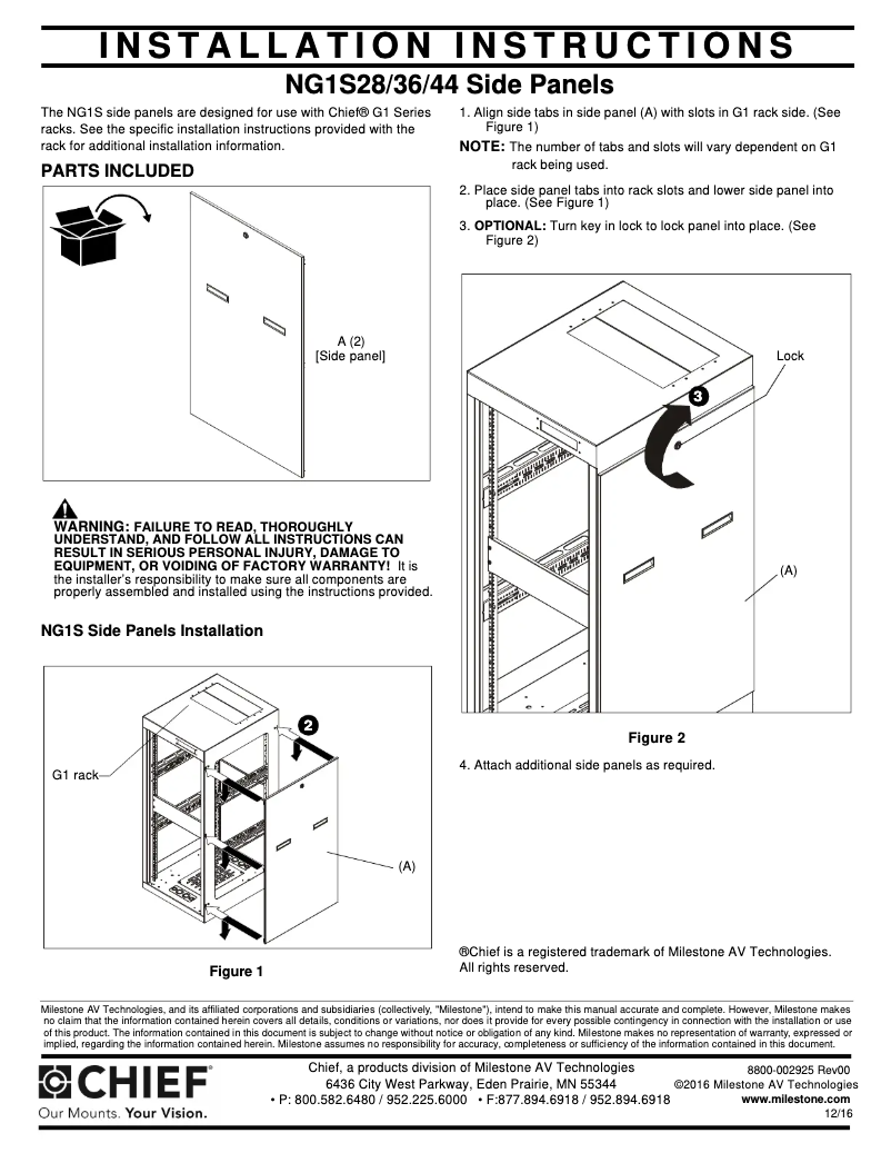Page 1 de la notice Manuel utilisateur Chief NG1S4433