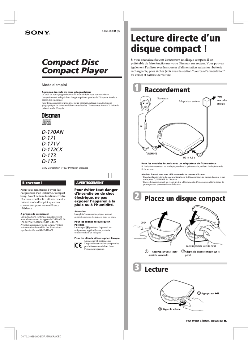 Imagen de la primera página del manual del dispositivo D-173
