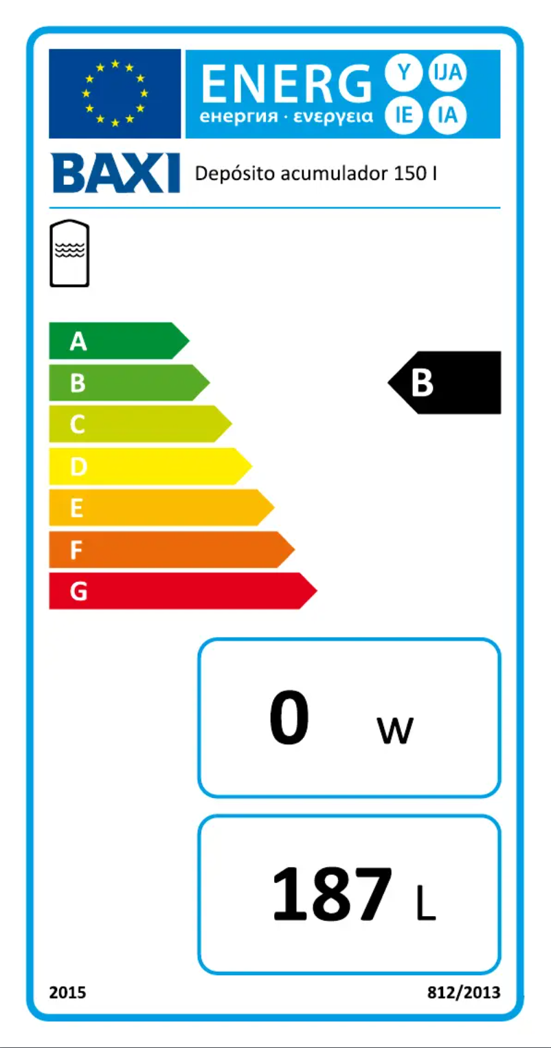 Page 1 de la notice Label énergétique Baxi 150 l