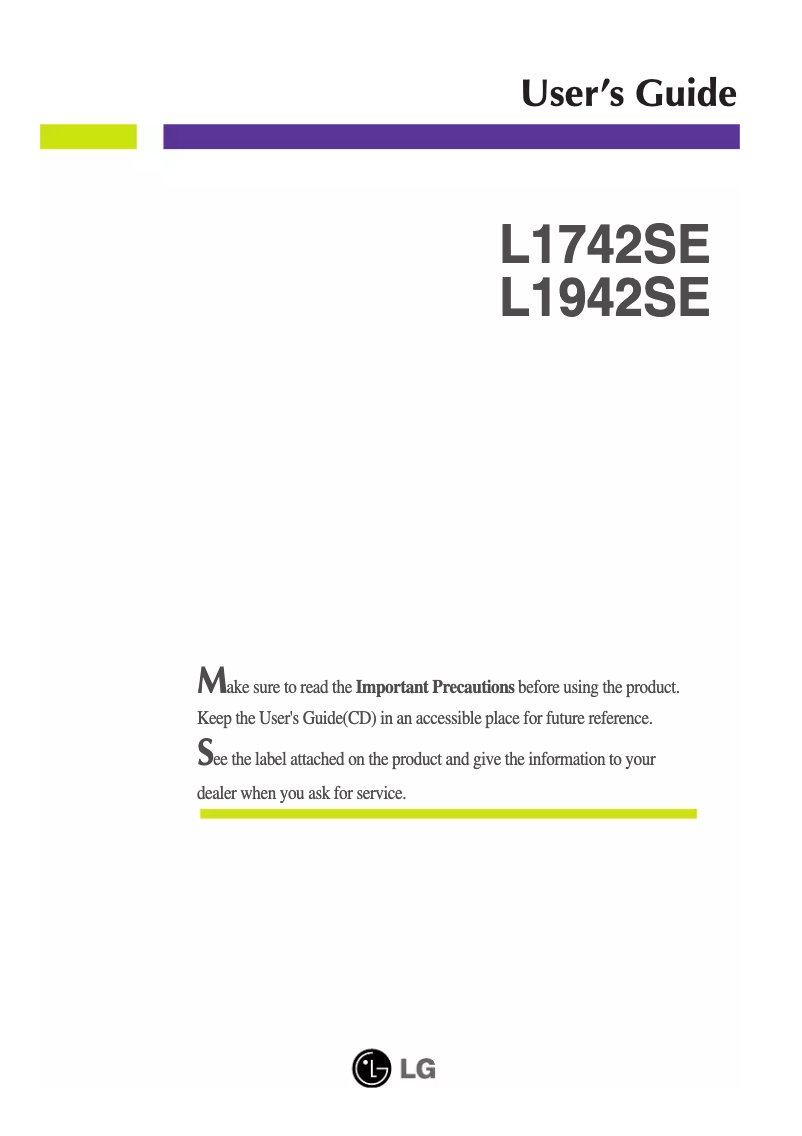 Page n°1 - Manuel utilisateur LG L1742SE