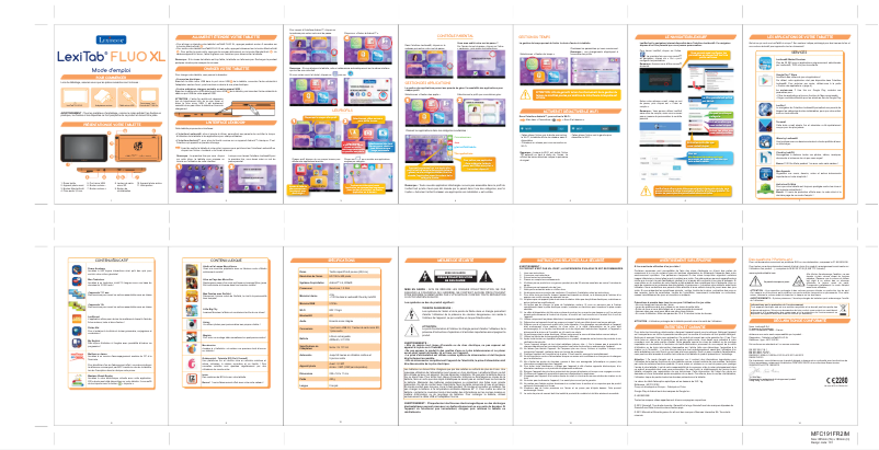 Page 1 de la notice Manuel utilisateur Lexibook LexiTab Fluo XL