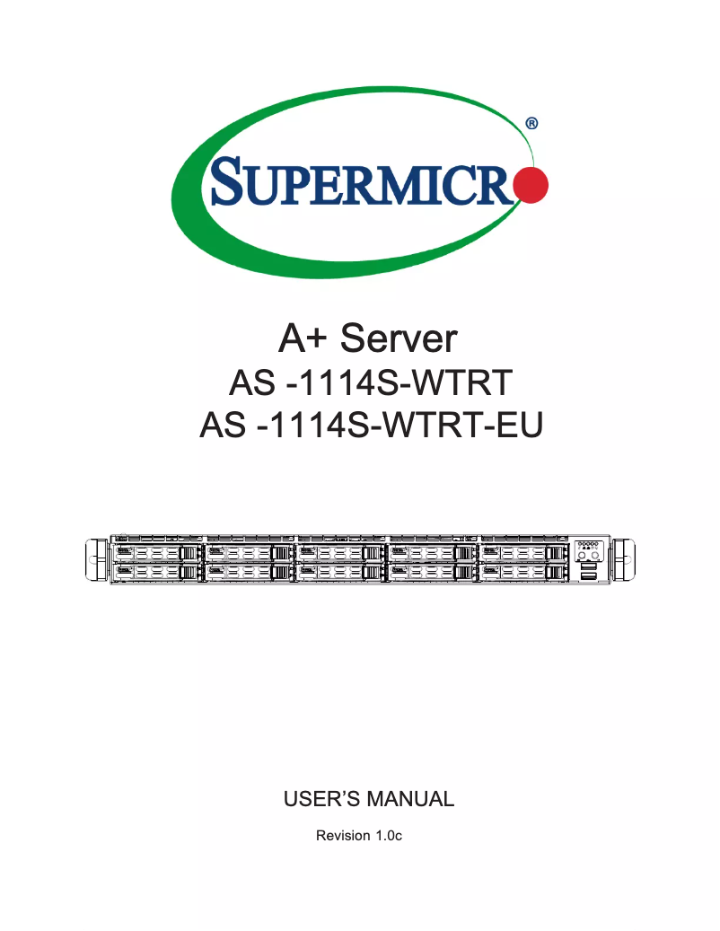 Page 1 de la notice Manuel utilisateur Supermicro A+ Server 1114S-WTRT