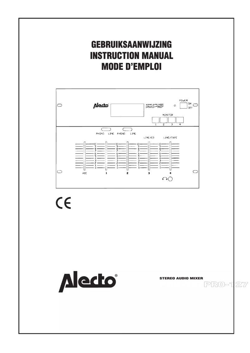 Page 1 de la notice Manuel utilisateur Alecto PRO-127