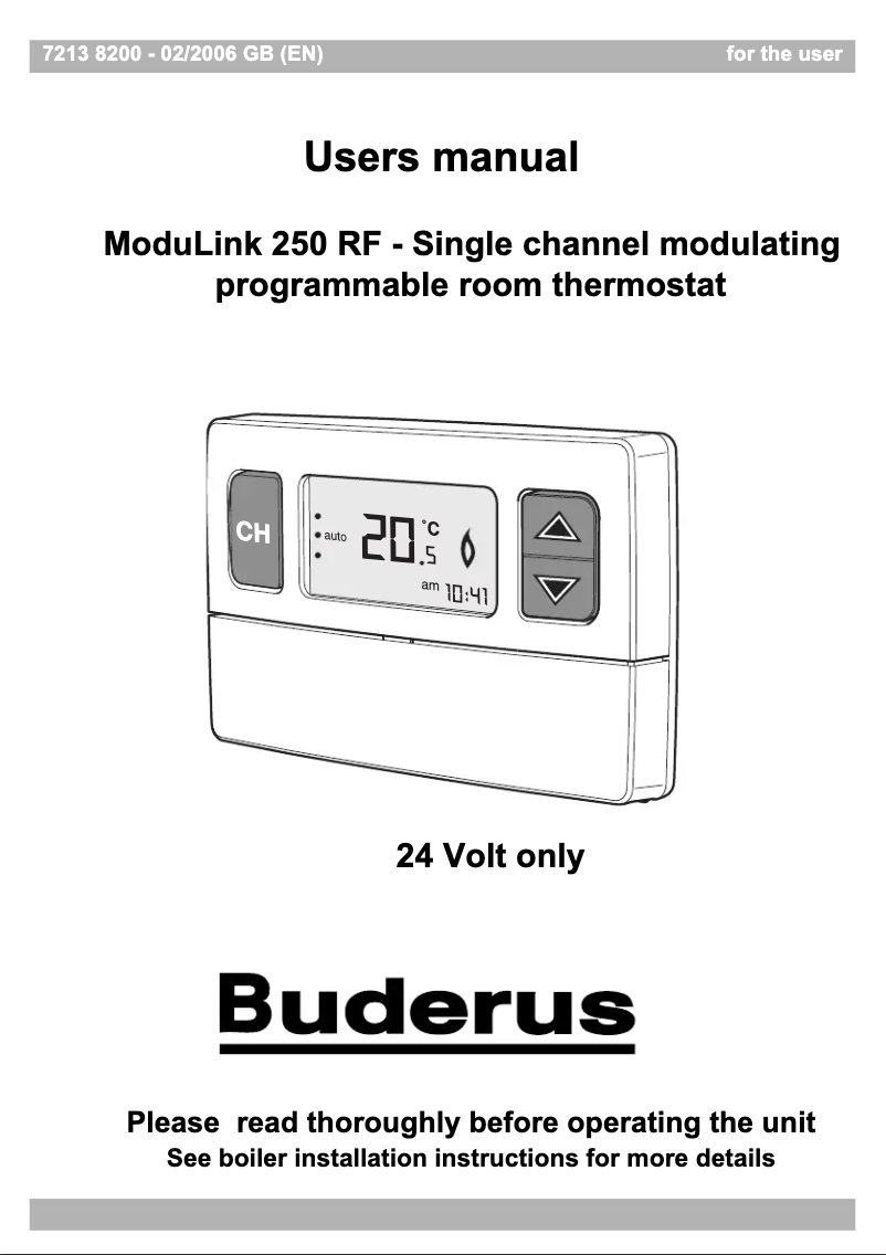 Page n°1 - Manuel utilisateur Buderus ModuLink 250 RF