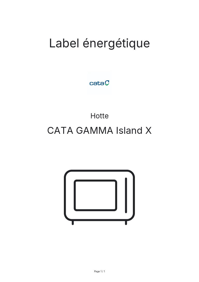 Page n°1 - Label énergétique CATA GAMMA Island X