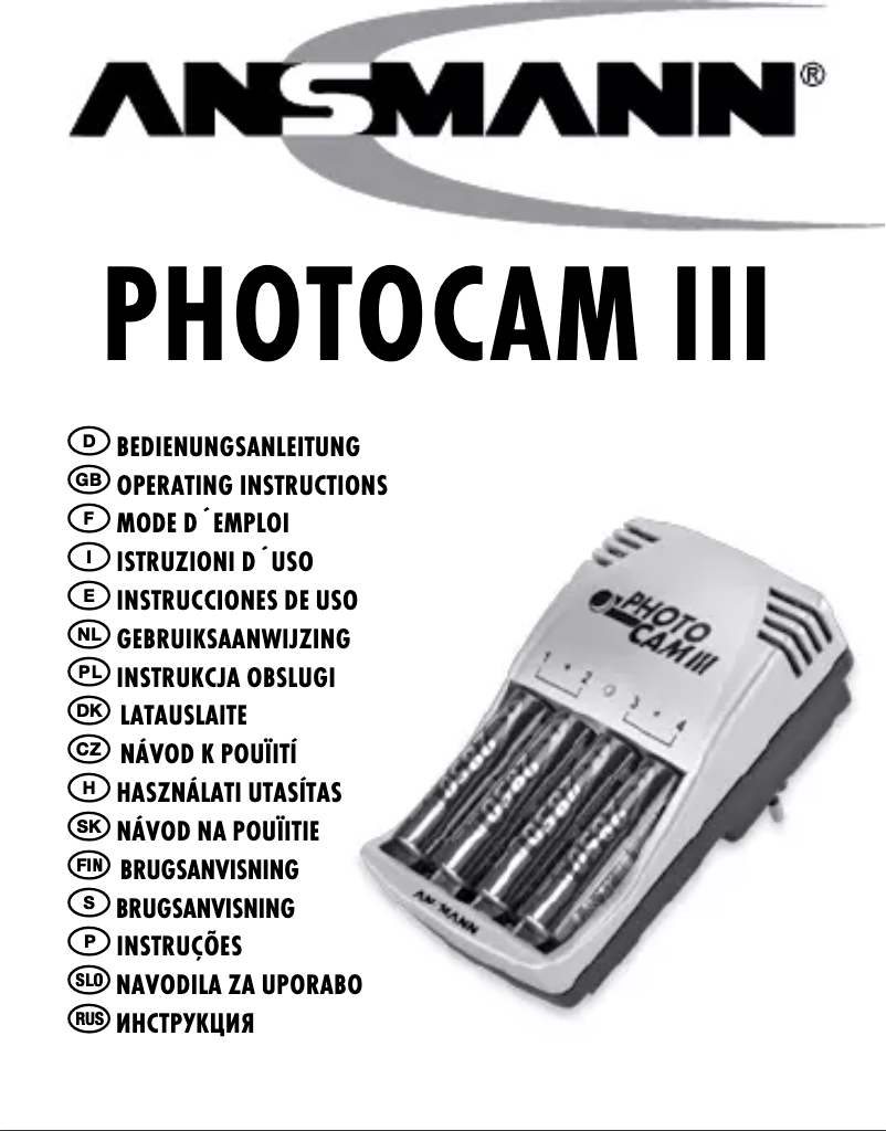 Page 1 de la notice Manuel utilisateur Ansmann Photo Cam III Power Set