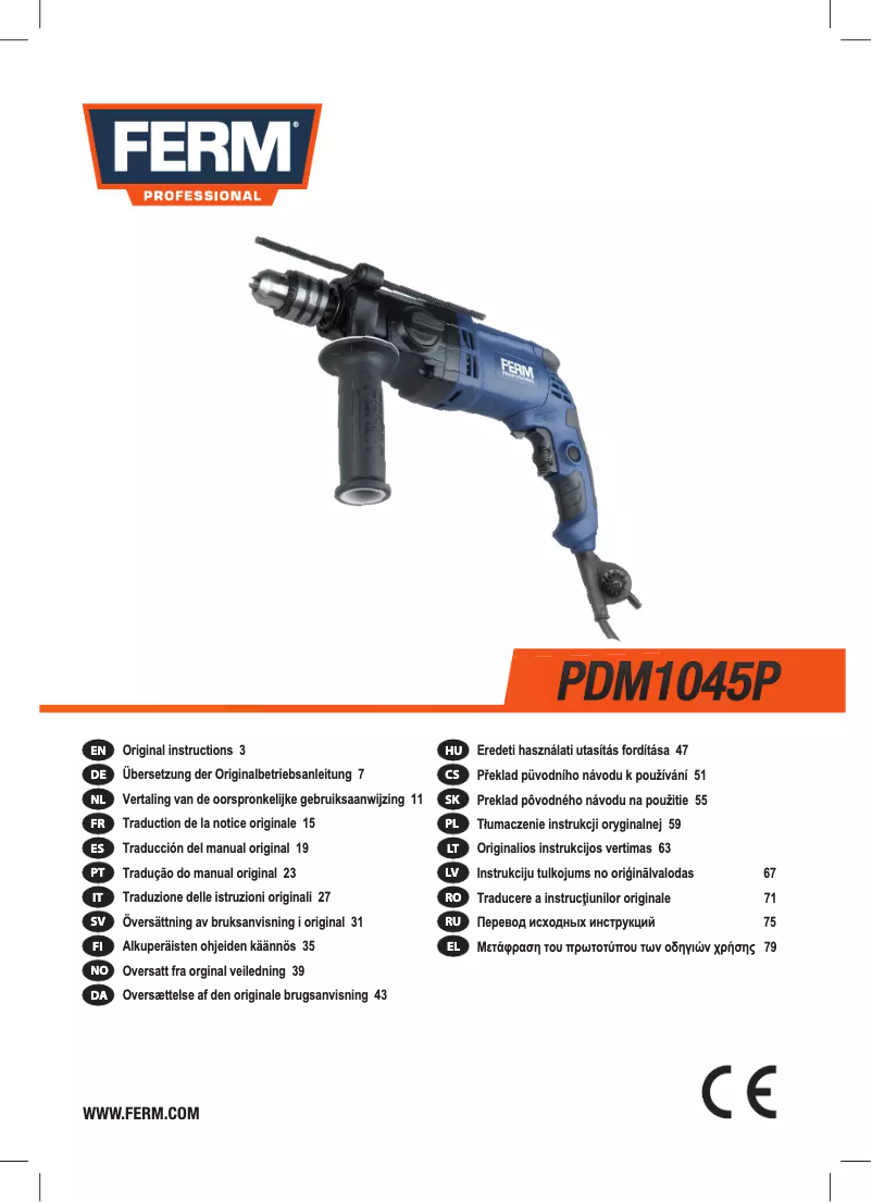 Page n°1 - Manuel utilisateur Ferm PDM1045P