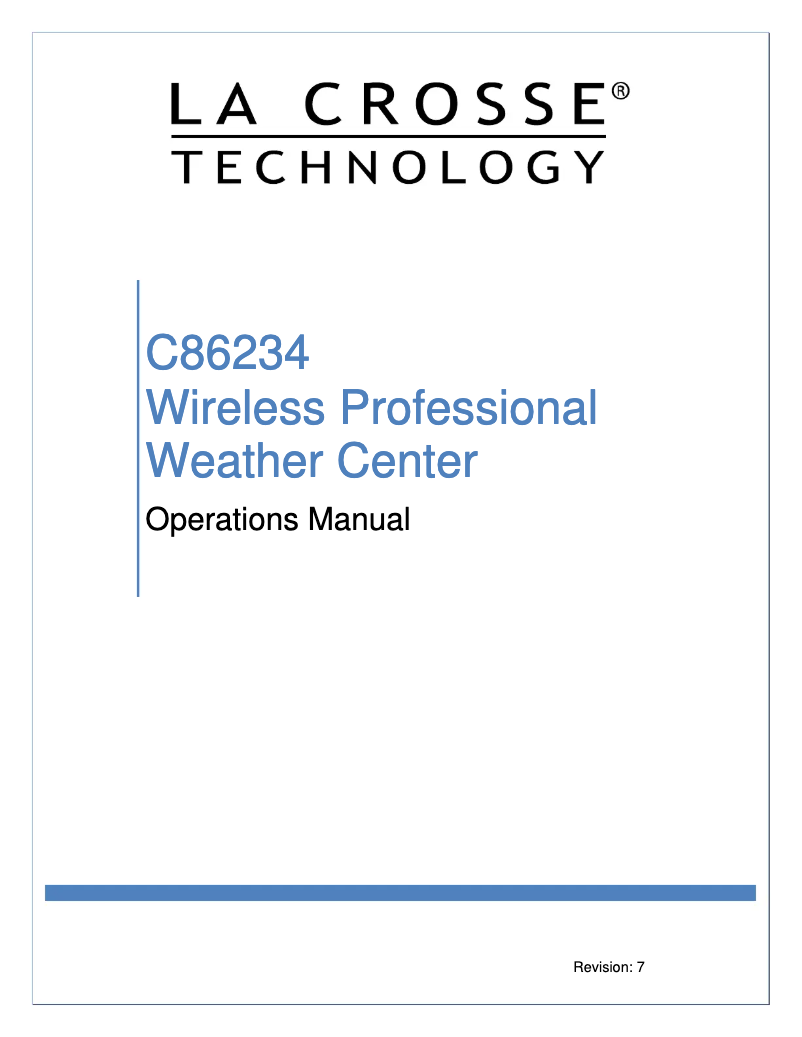 Page n°1 - Manuel utilisateur La Crosse Technology C86234
