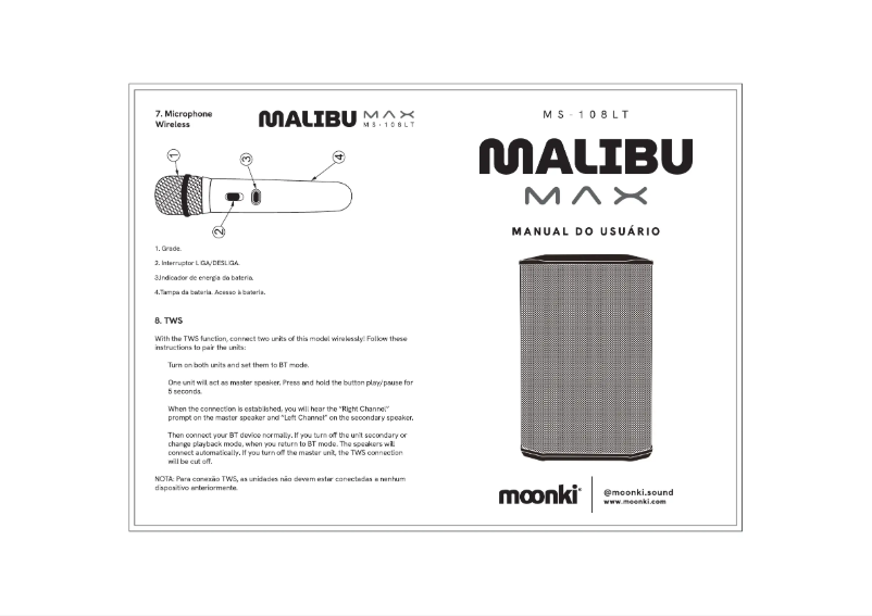 Page 1 de la notice Manuel utilisateur Moonki Malibu Max MS-108LT