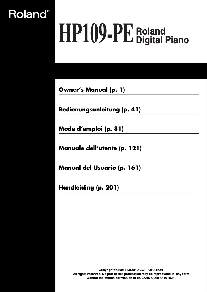 Image de la première page du manuel de l'appareil HP109-PE