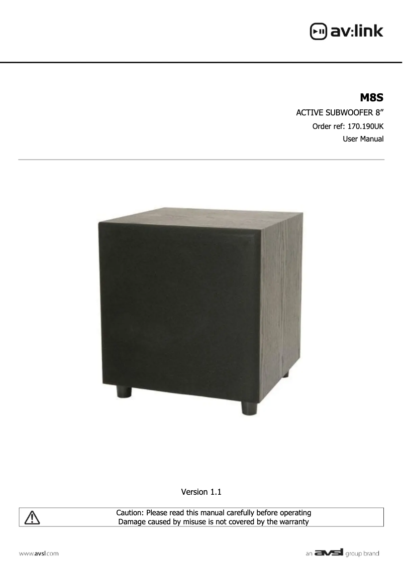 Page 1 de la notice Manuel utilisateur AV:link M8S