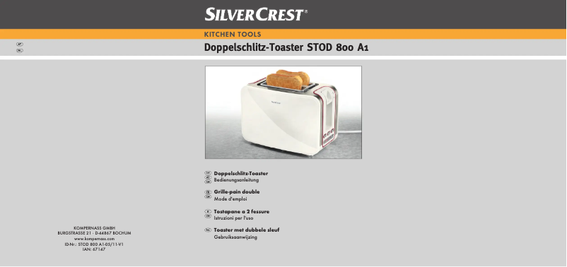 Page n°1 - Manuel utilisateur SilverCrest STO 800 EDS A1