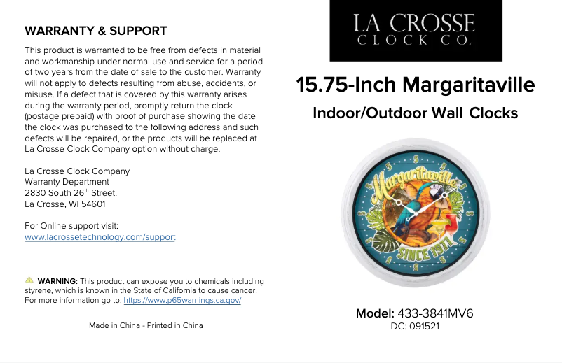 Page 1 de la notice Manuel utilisateur La Crosse Technology 433-3841MV6