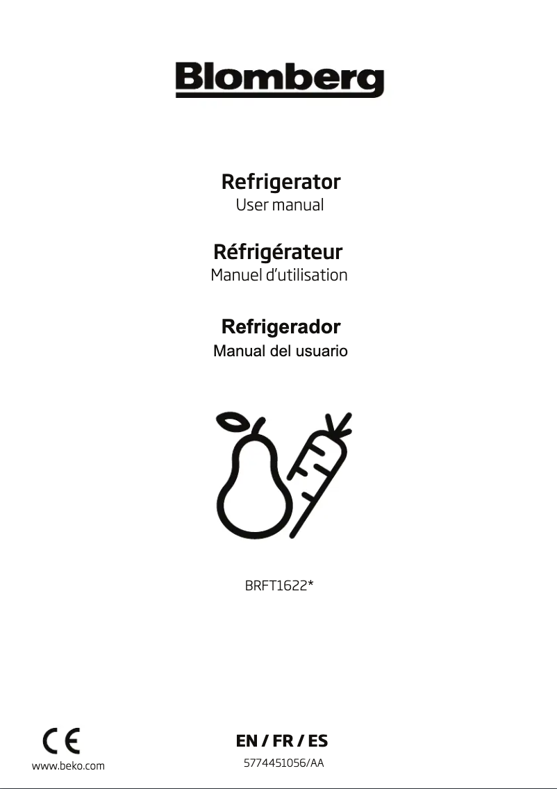Page 1 de la notice Manuel utilisateur Blomberg BRFT1622SS