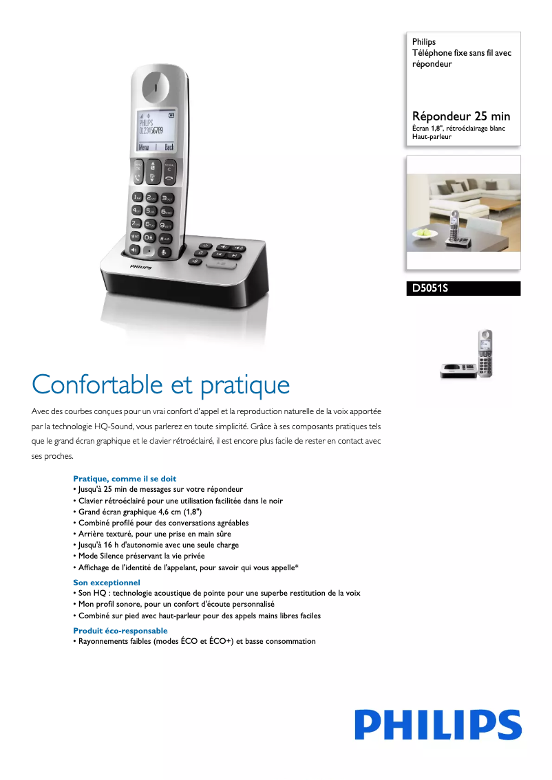 Página 1 del manual Ficha técnica Philips D5051S