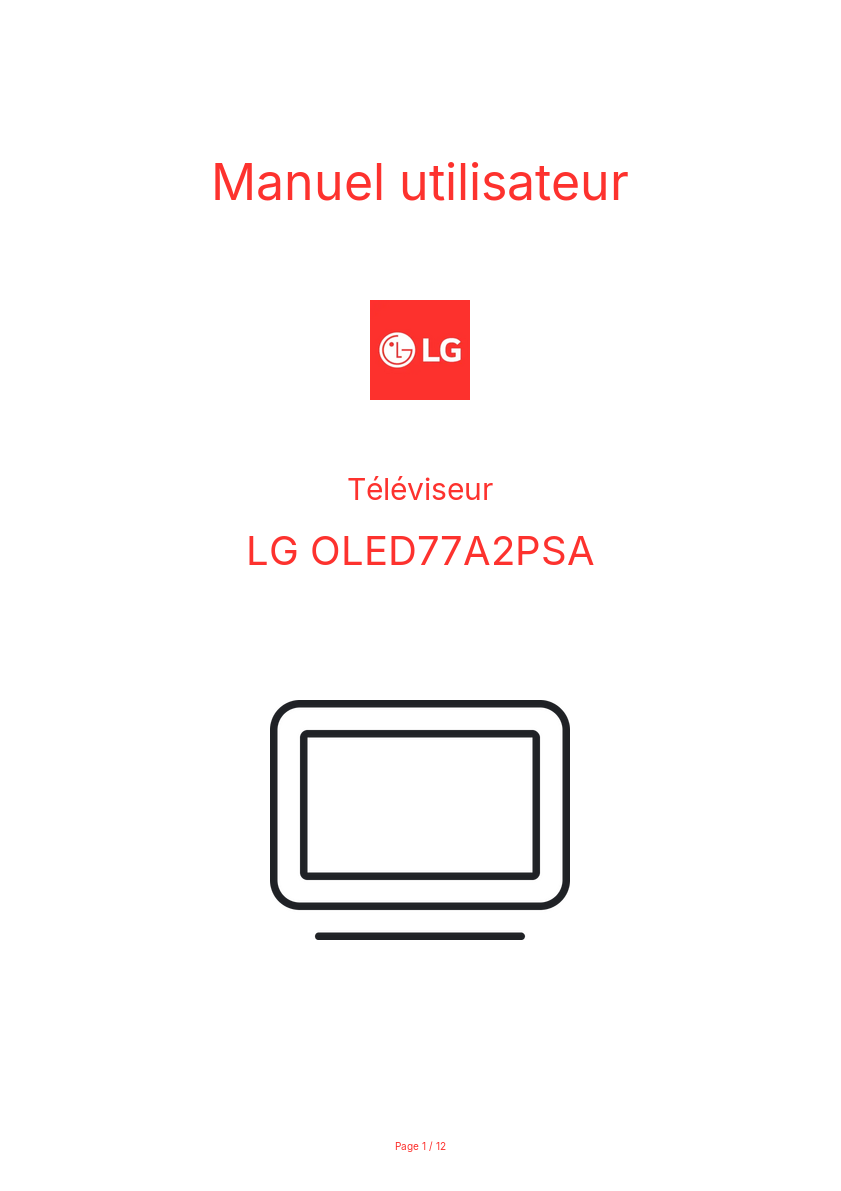 Image de la première page du manuel de l'appareil OLED77A2PSA