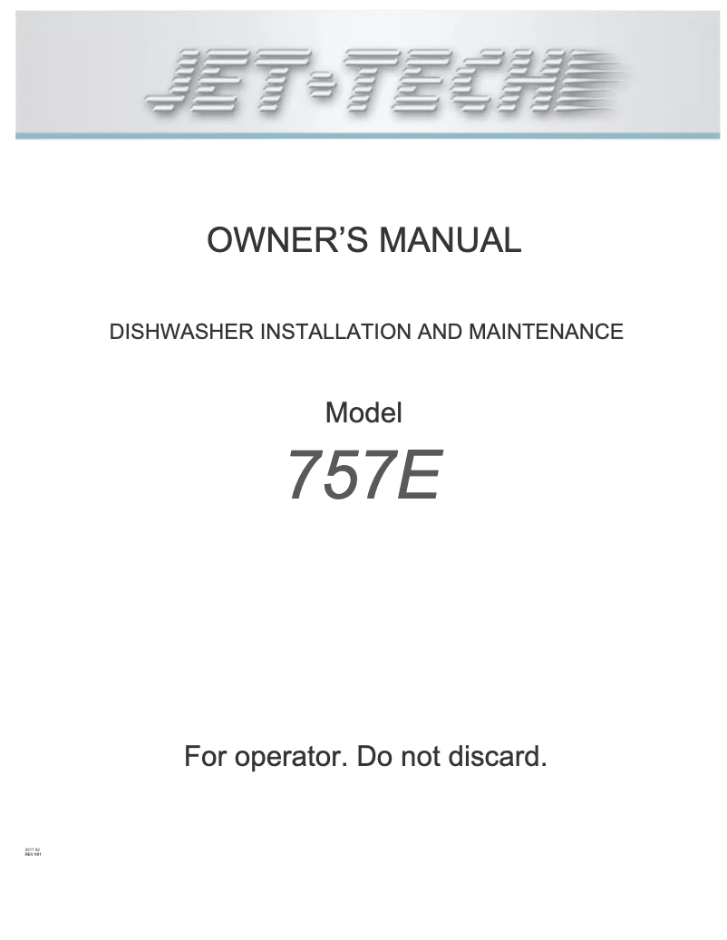 Page 1 de la notice Manuel utilisateur Jet-Tech 757-E3