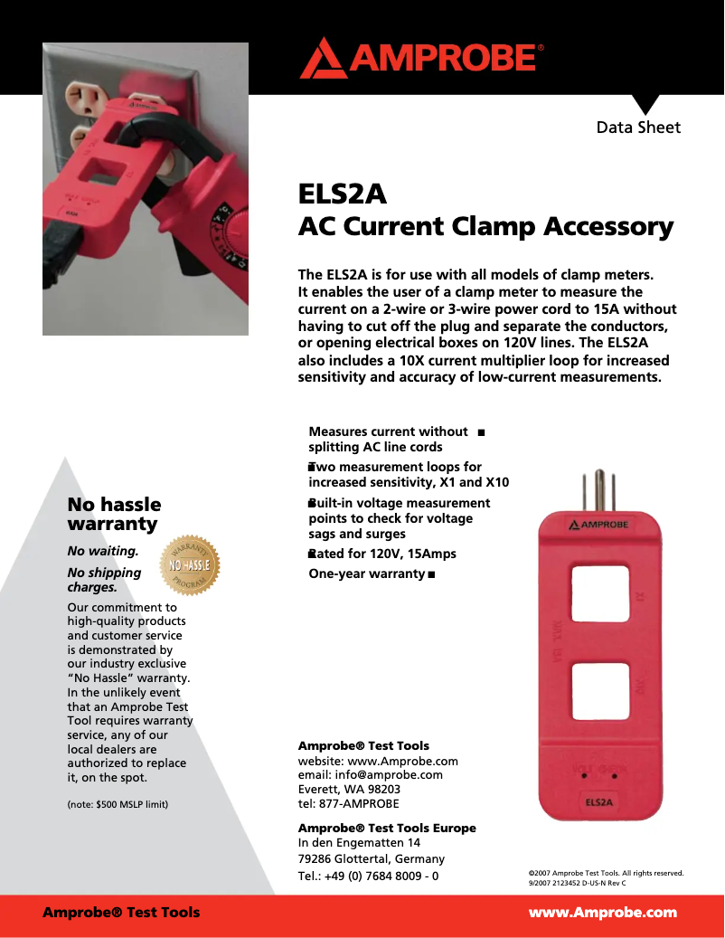 Page 1 de la notice Manuel utilisateur Amprobe ELS2A