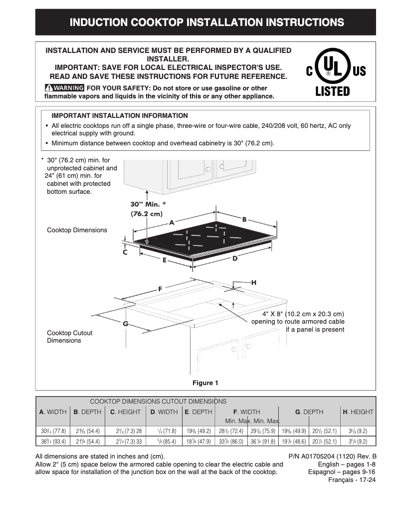 Page 1 de la notice Guide d'installation Electrolux ECCI3668AS