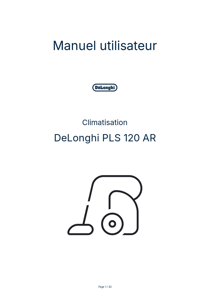 Page 1 de la notice Manuel utilisateur DeLonghi PLS 120 AR