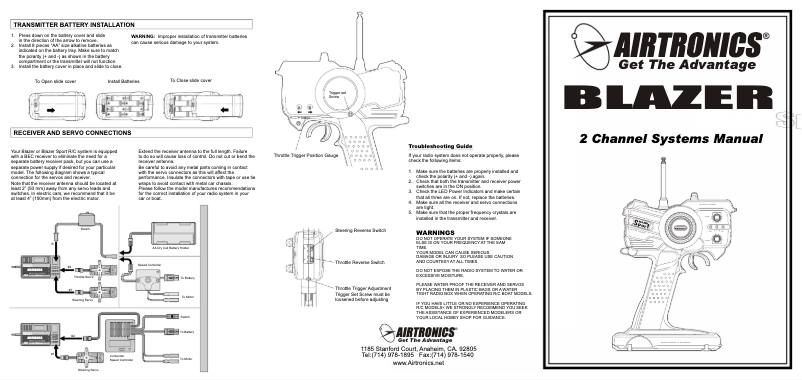 Page 1 de la notice Manuel utilisateur Airtronics Blazer Sport