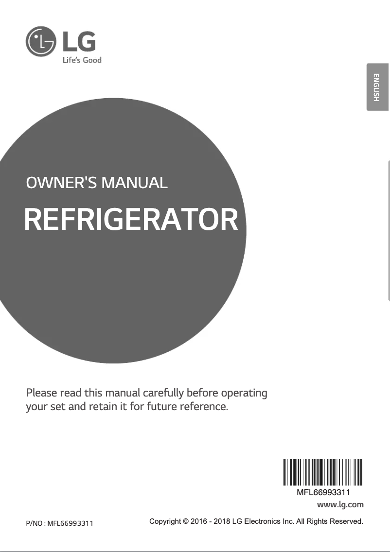 Page 1 de la notice Manuel utilisateur LG GL-B205ASPB