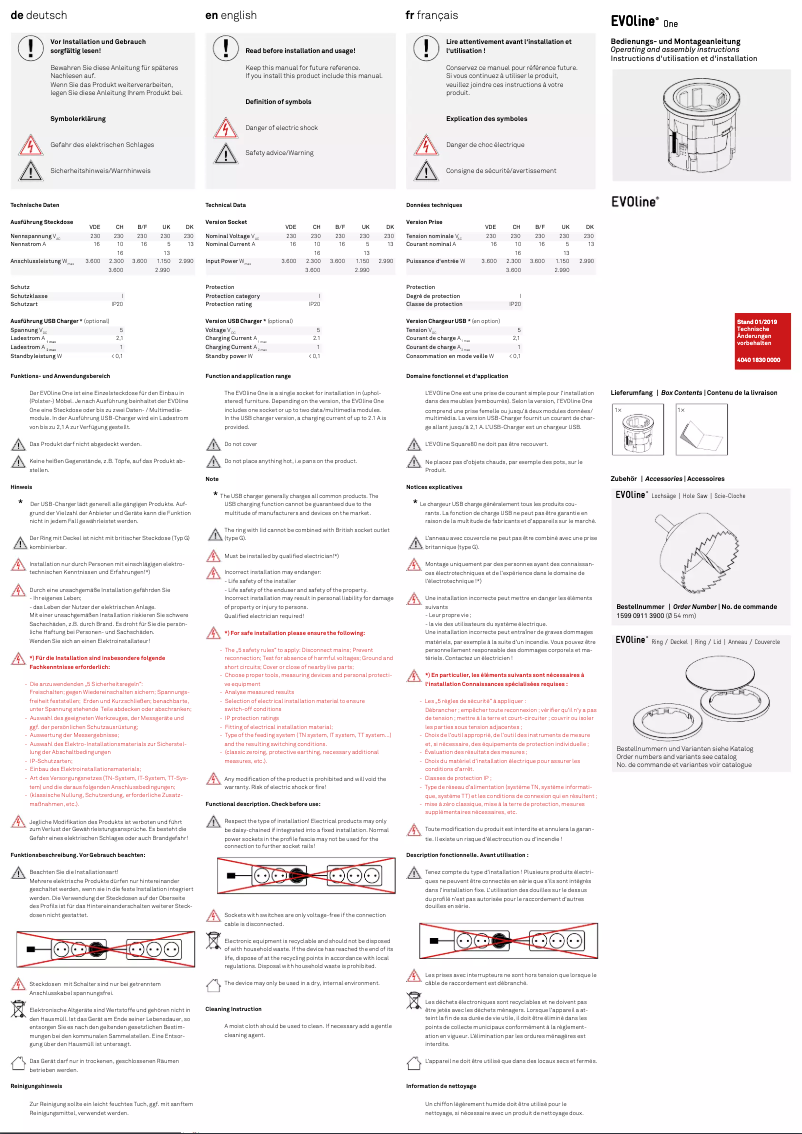Page 1 de la notice Manuel utilisateur EVOline One