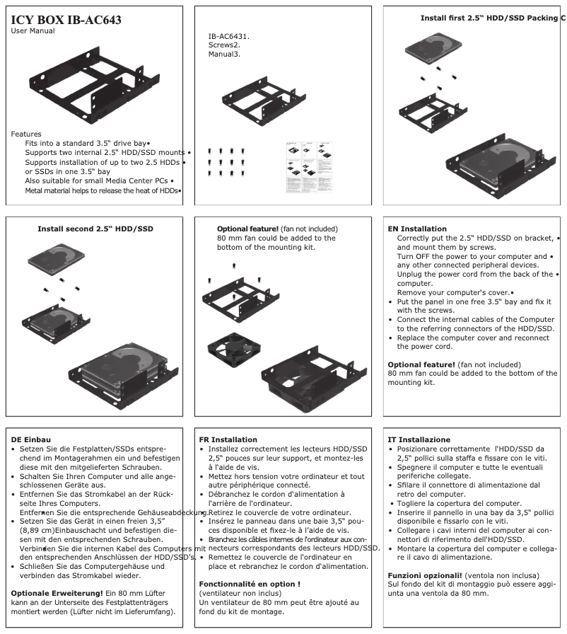 Page 1 de la notice Manuel utilisateur Icy Box IB-AC643
