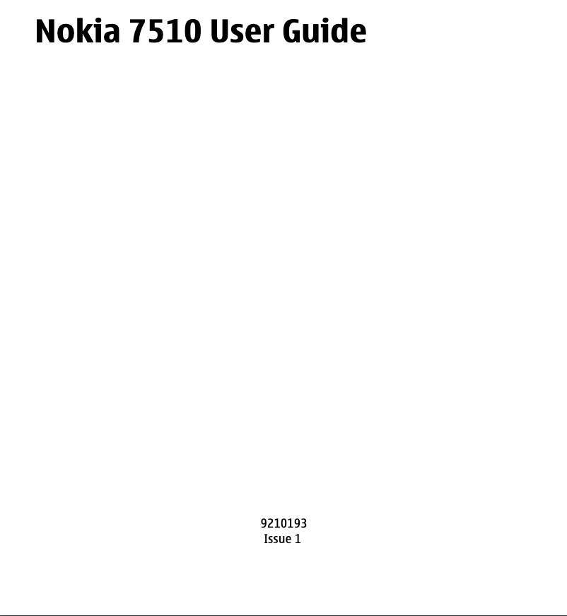 Page 1 de la notice Manuel utilisateur Nokia 7510