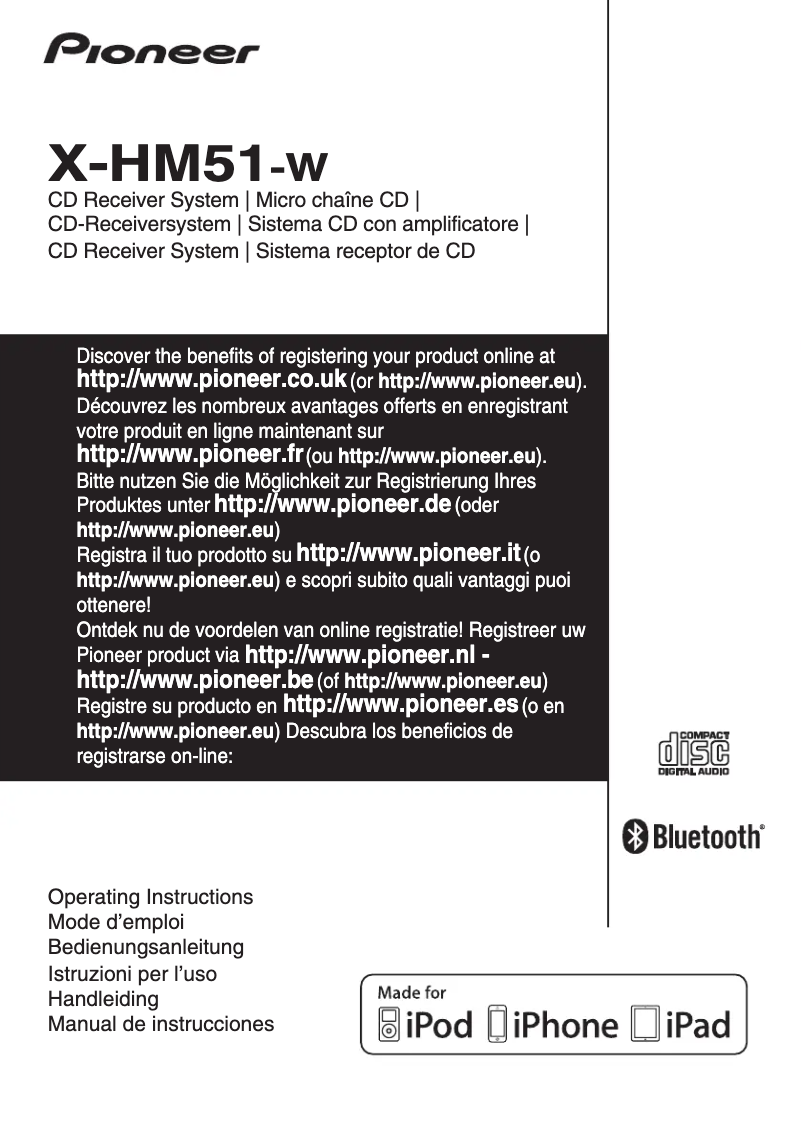 Page 1 de la notice Manuel utilisateur Pioneer X-HM51-W