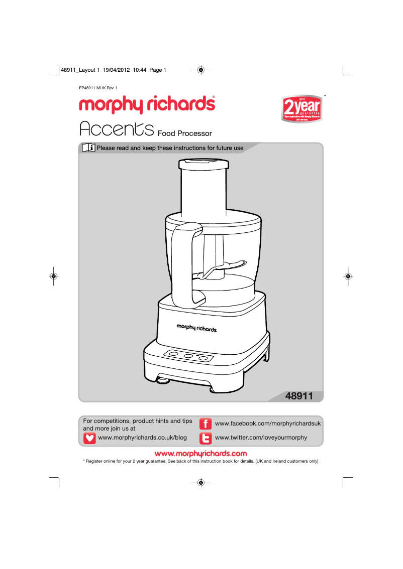 Page 1 de la notice Manuel utilisateur Morphy Richards Accents 48911