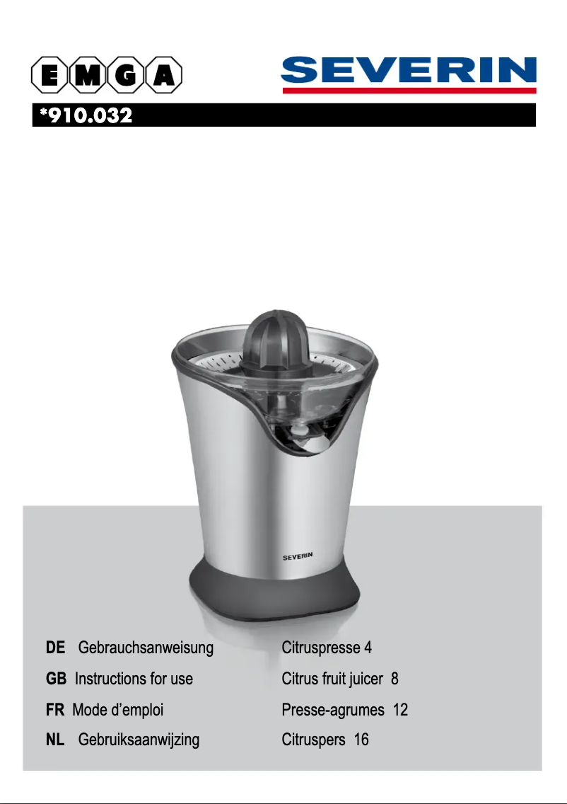 Page 1 de la notice Manuel utilisateur Severin 910032