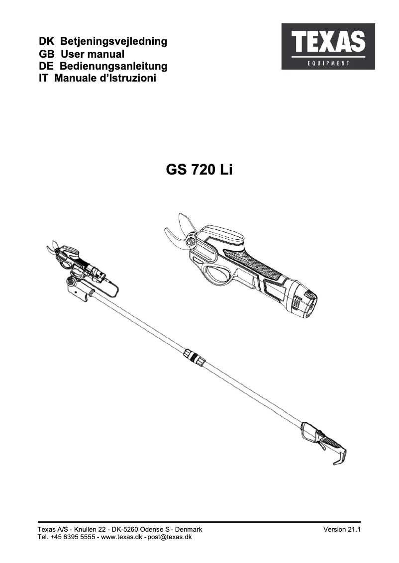 Image de la première page du manuel de l'appareil GS720Li