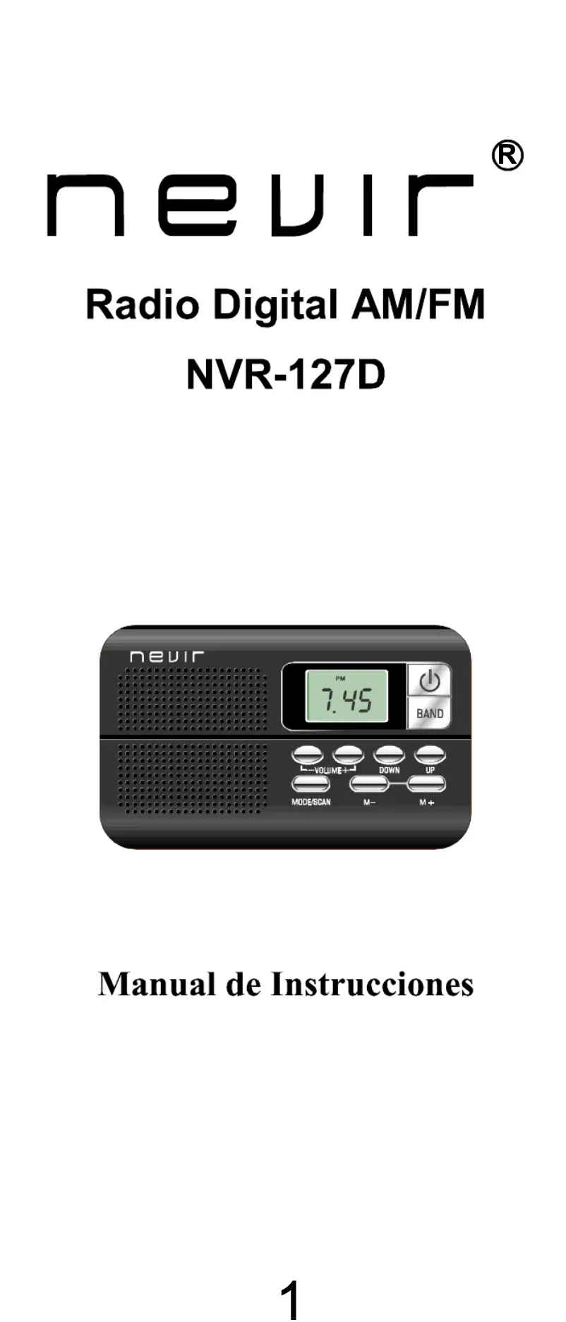 Page n°1 - Manuel utilisateur Nevir NVR-127 D
