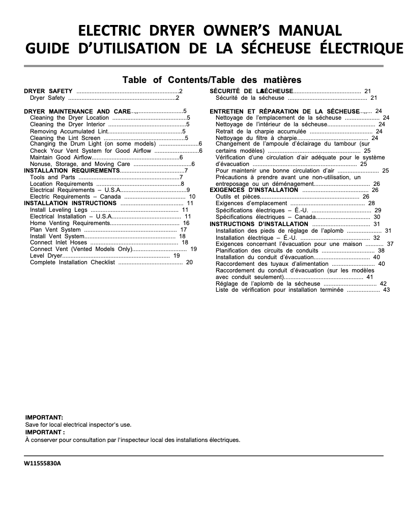 Page n°1 - Manuel utilisateur Whirlpool WCD5090JW