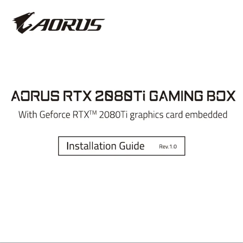 Image de la première page du manuel de l'appareil AORUS RTX 2080 Ti Gaming Box