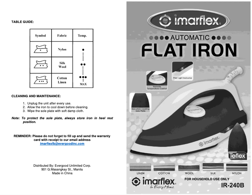 Image de la première page du manuel de l'appareil IR-240B