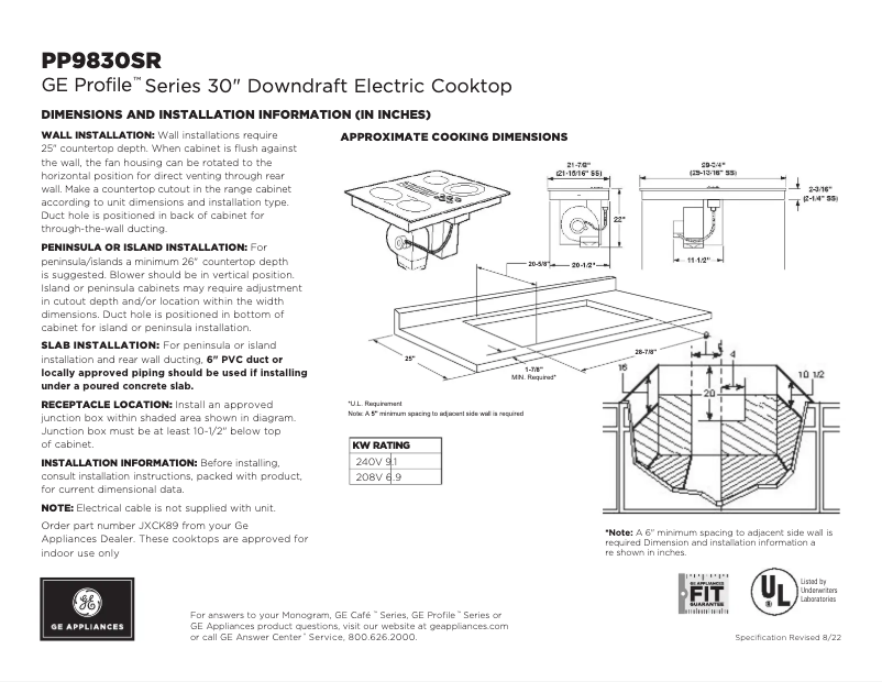 Imagen de la primera página del manual del dispositivo Profile PP9830SRSS