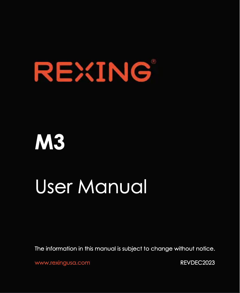 Page 1 de la notice Manuel utilisateur Rexing M3